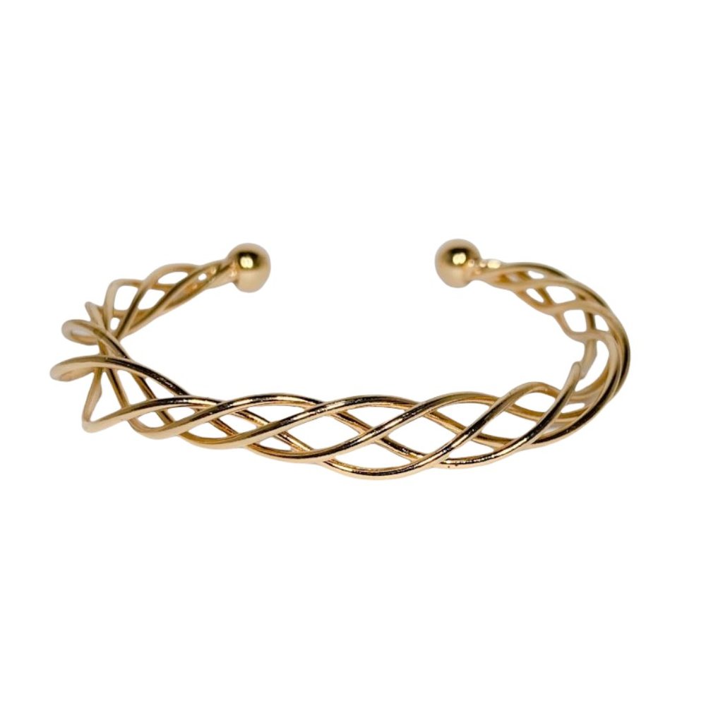 Gold Twisted Open Cuff Bracelet